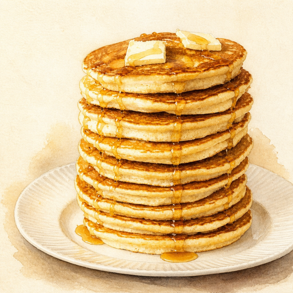 Couverture aquarelle d’une pile de pancakes
