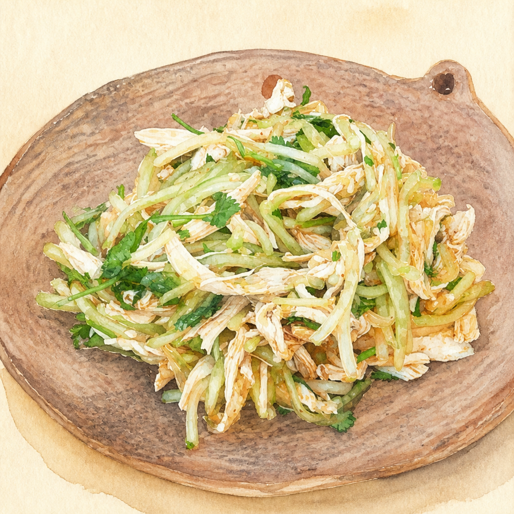 Couverture aquarelle d’une salade au poulet
